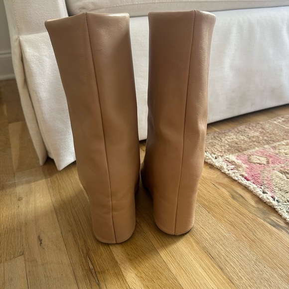 Revolve Toral Berta Booties in Sand Cream Leather Foldover Heeled Boots - Picture 10 of 14